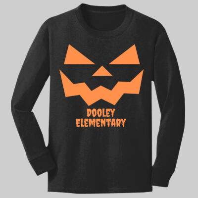 Youth Long Sleeve Shirt - Fall Holidays - Jack O' Lantern - Orange Thumbnail