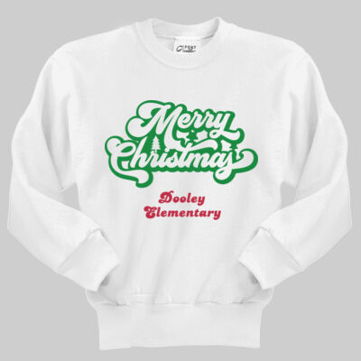 Youth Crewneck - Winter - Merry Christmas Red and Green  Thumbnail