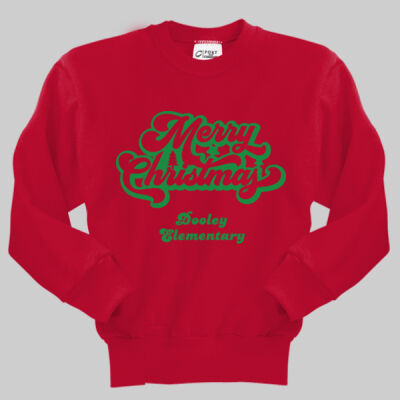 Youth Crewneck - Winter - Merry Christmas Green Thumbnail