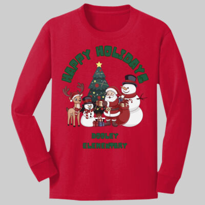 Youth Long Sleeve Shirt - Winter - Merry Christmas Green Thumbnail