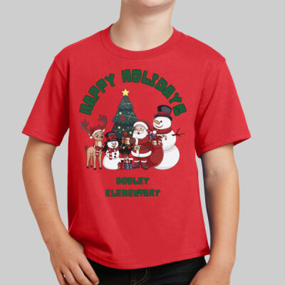 Youth T-Shirt - Winter - Merry Christmas Green Thumbnail