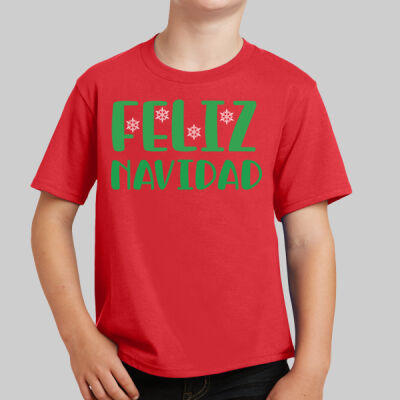 Youth T-Shirt - Winter - Feliz Navidad Green Thumbnail