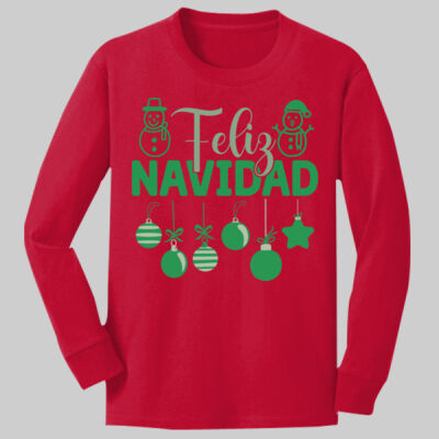 Youth Long Sleeve Shirt - Winter - Feliz Navidad Green Thumbnail